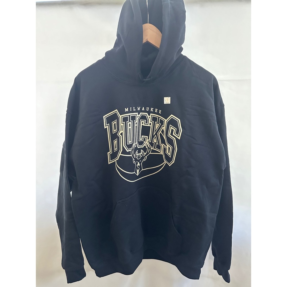 Junk Food Brand Milwaukee Bucks NBA Hooded Sweatshirt Pullover Mens Large Black‎